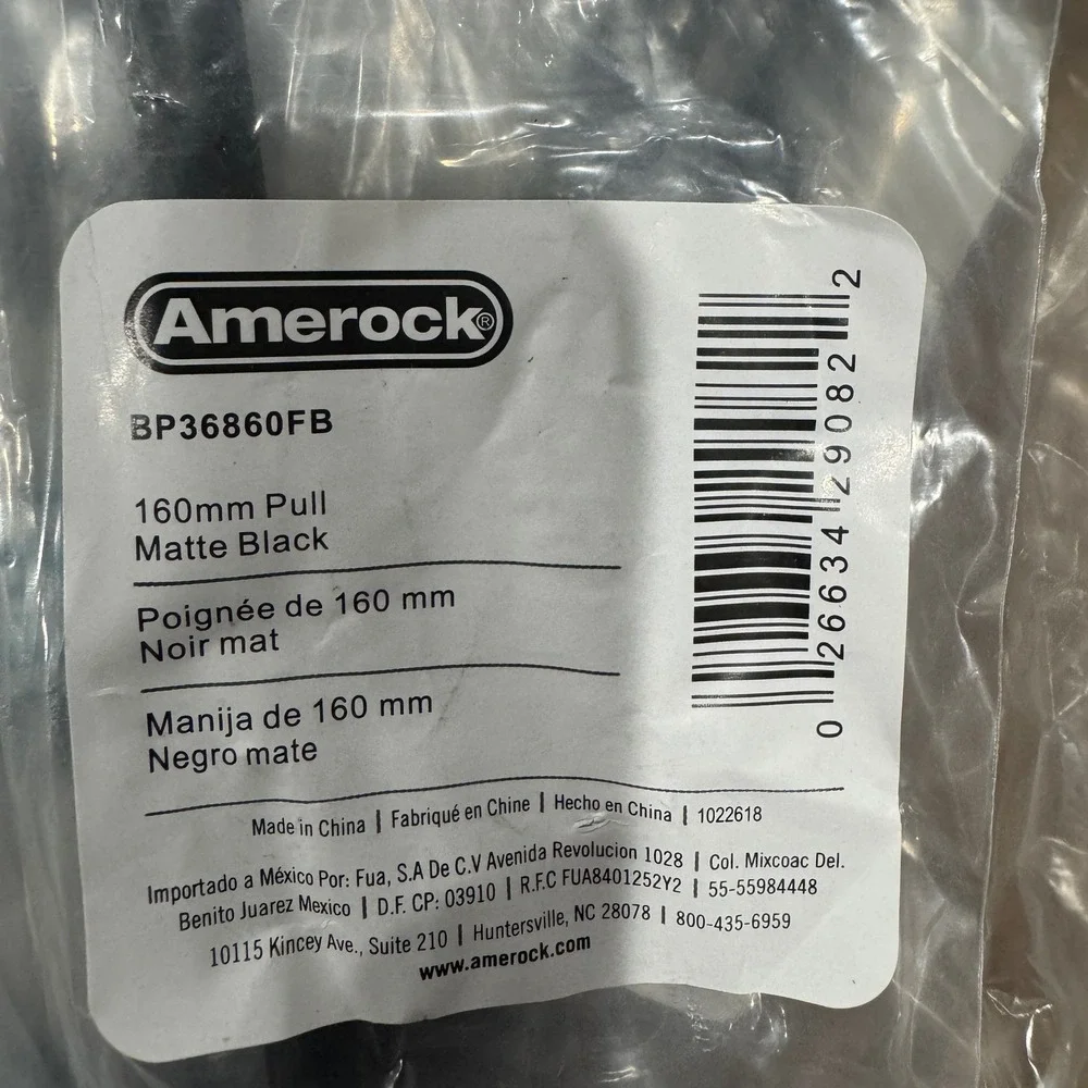 Amerock BP36860FB 160mm Matte Black Cabinet Bar Pull Solid Stainless Steel